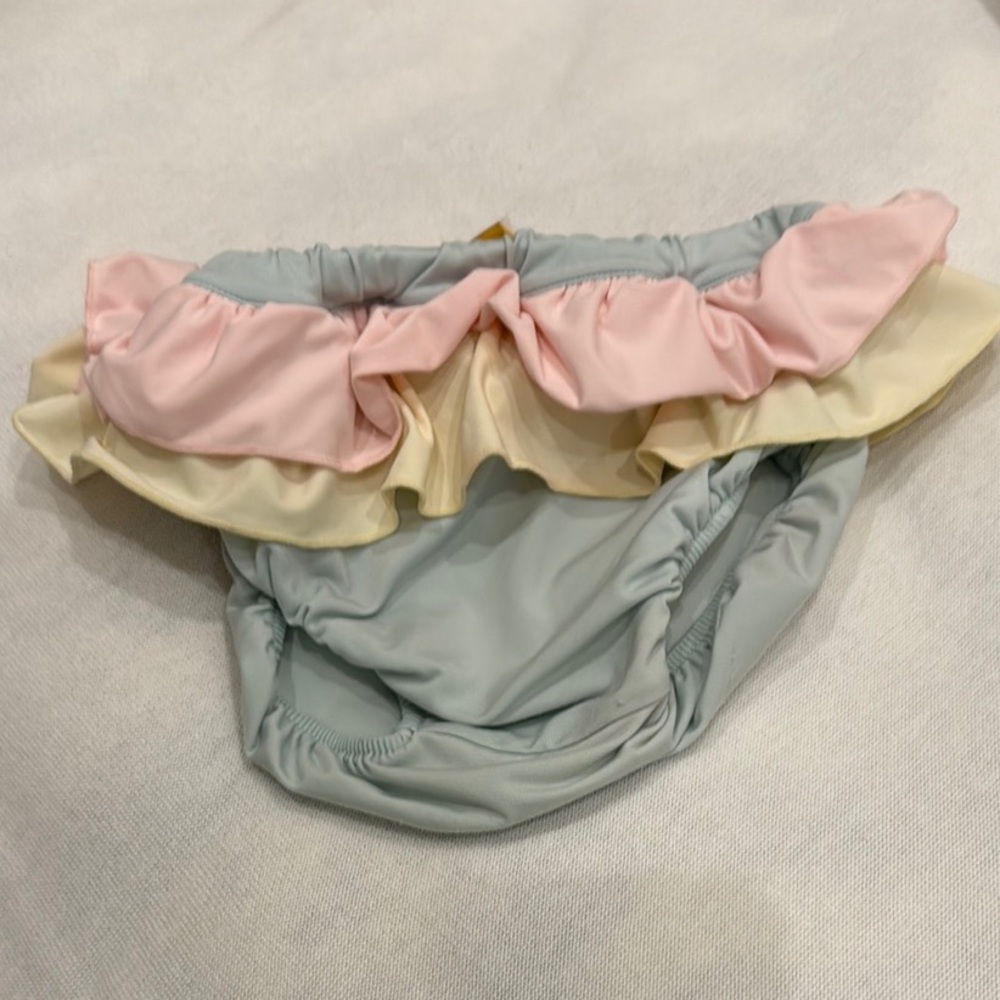 The Beaufort Bonnet Company Ruffled Pink and Yellow Diaper Cover